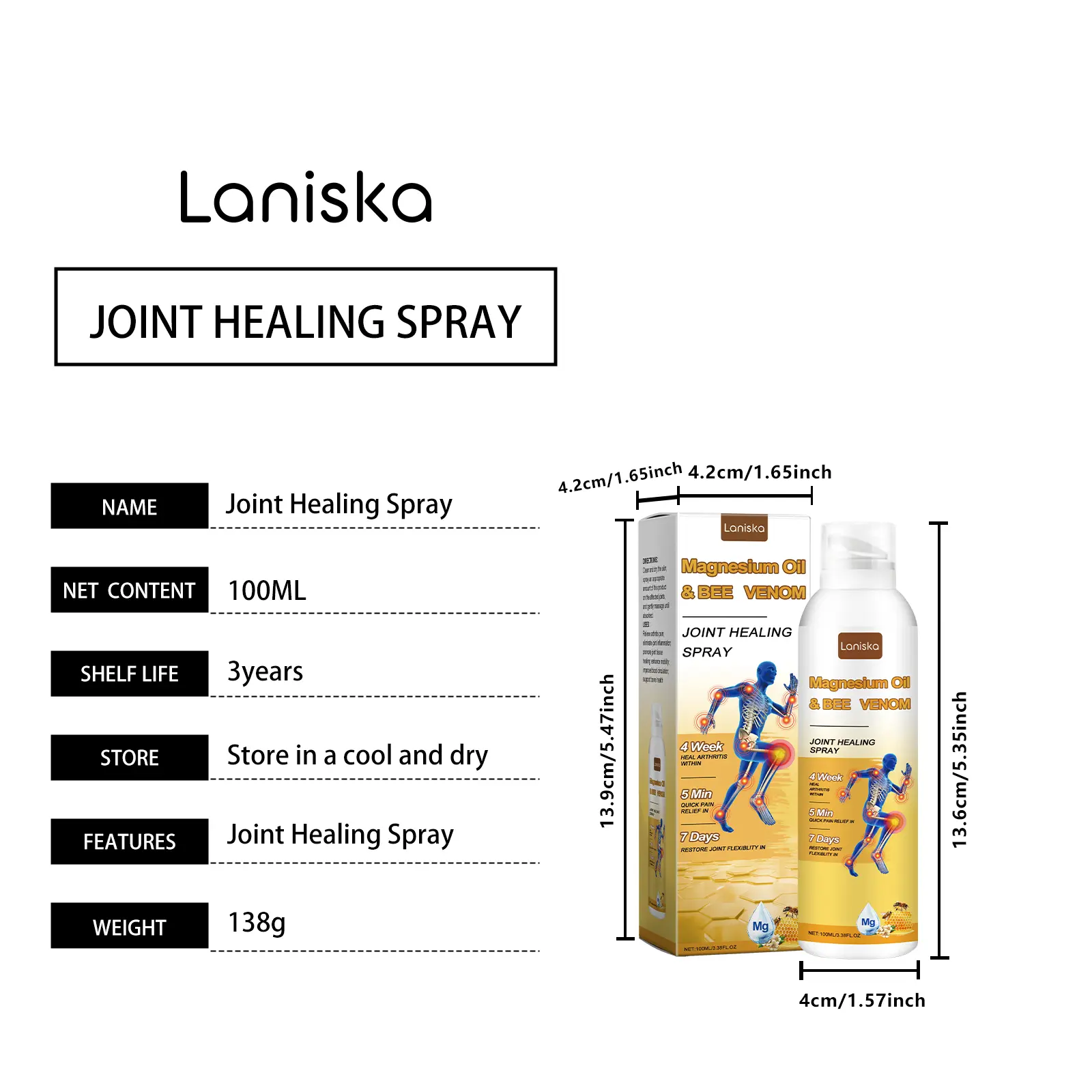 Laniska Bee Venom Joint Soothing Spray for Joint Discomfort Relief 1 laniska bee venom joint spray LA B04 0030 01 1980