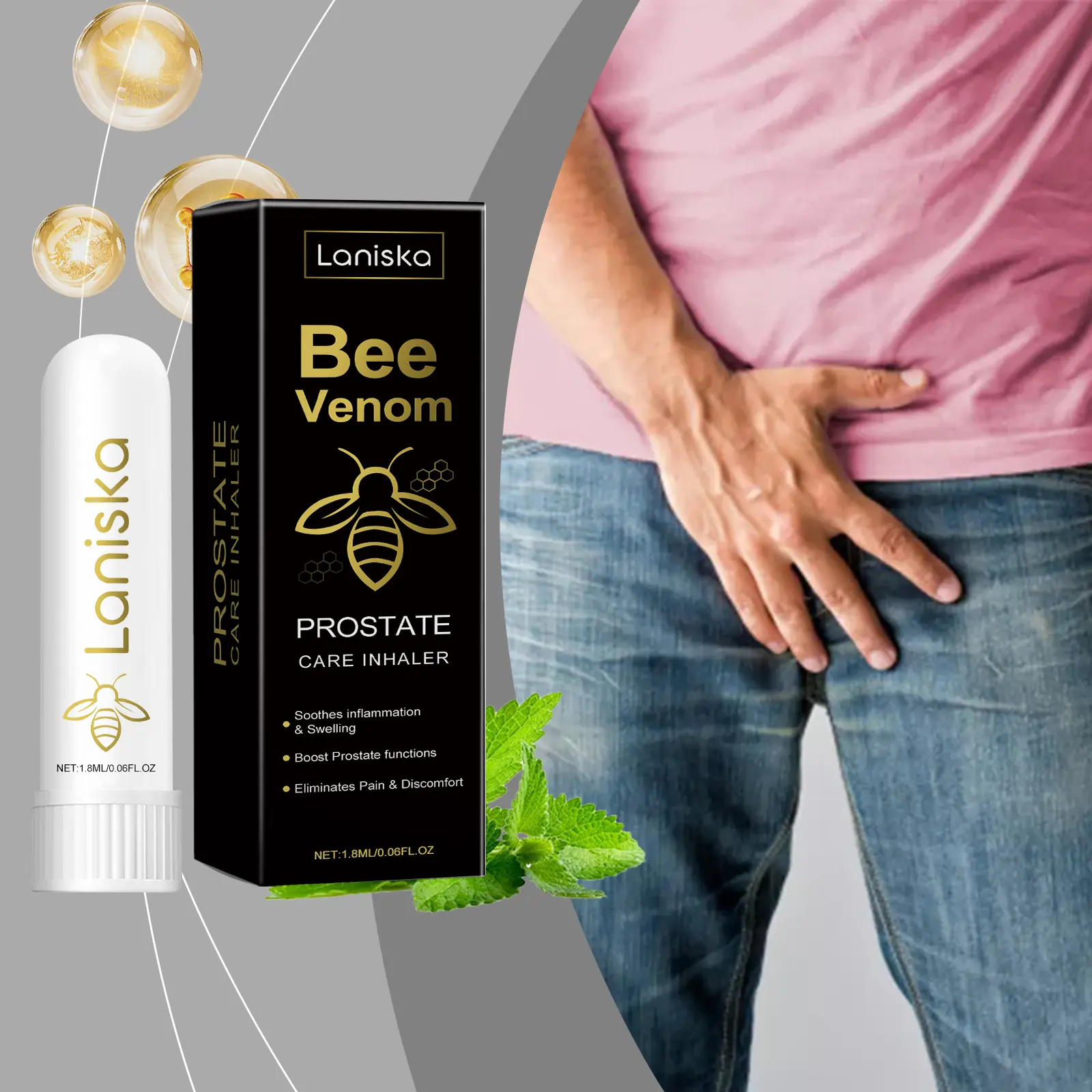 Laniska Bee Venom Men's Care Inhaler for Discomfort Relief and Vitality 2 laniska bee venom men inhaler LA B03 0008 01 3068