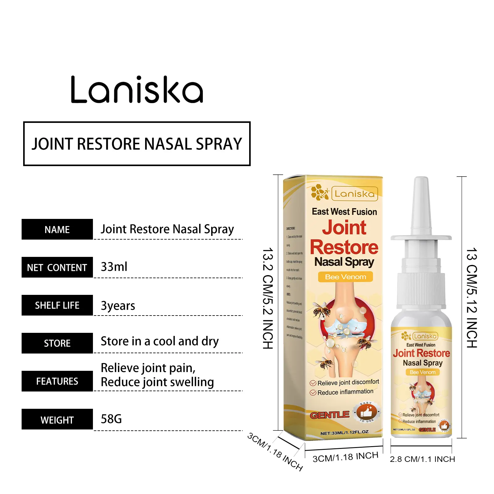 Laniska Herbal Joint Nasal Spray for Joint Discomfort and Flexibility 1 laniska herbal joint spray LA B07 0014 01 2947