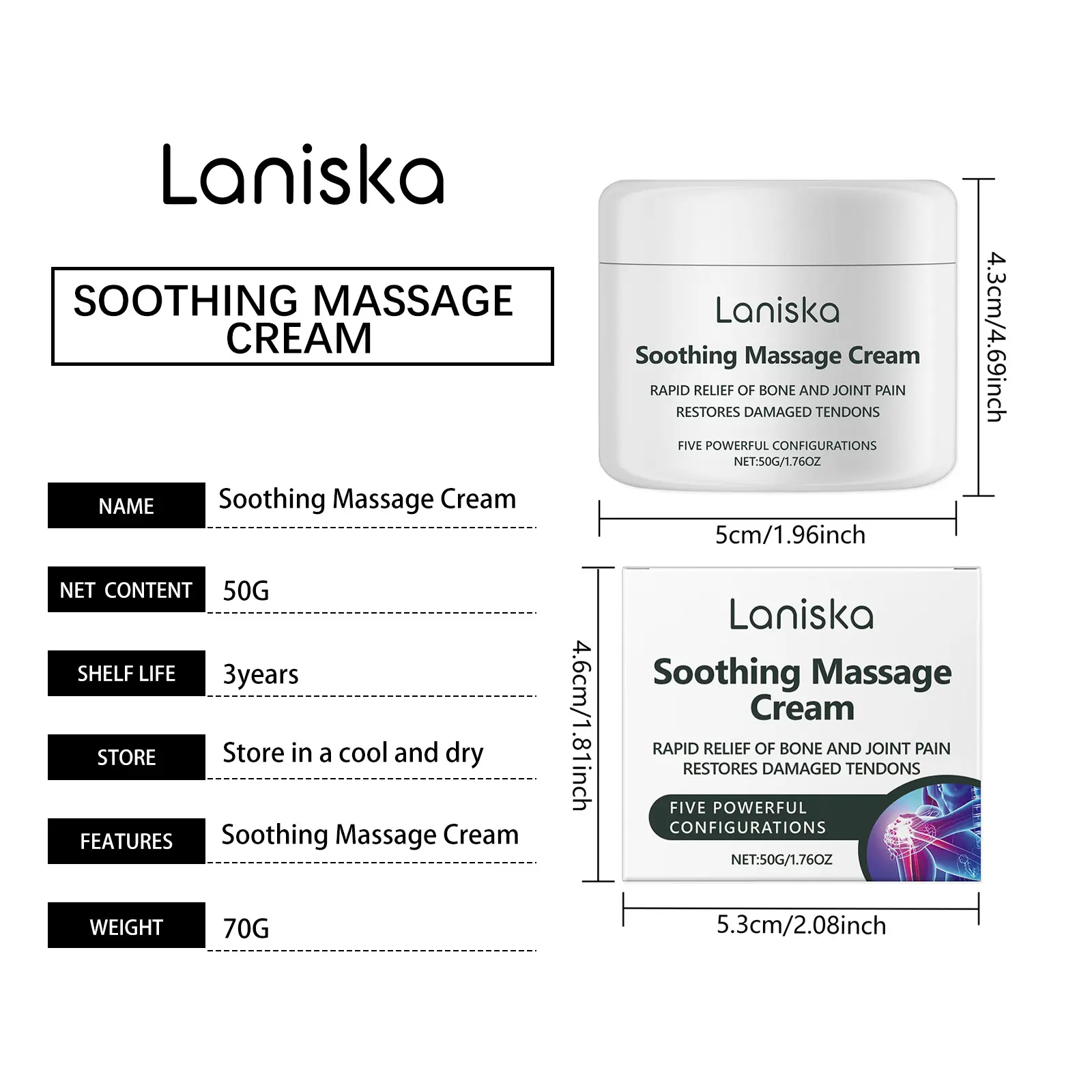Laniska Joint Soothing Massage Cream - Soothes Discomfort & Moisturizes Skin 1 laniska joint massage cream LA B07 0034 01 1462
