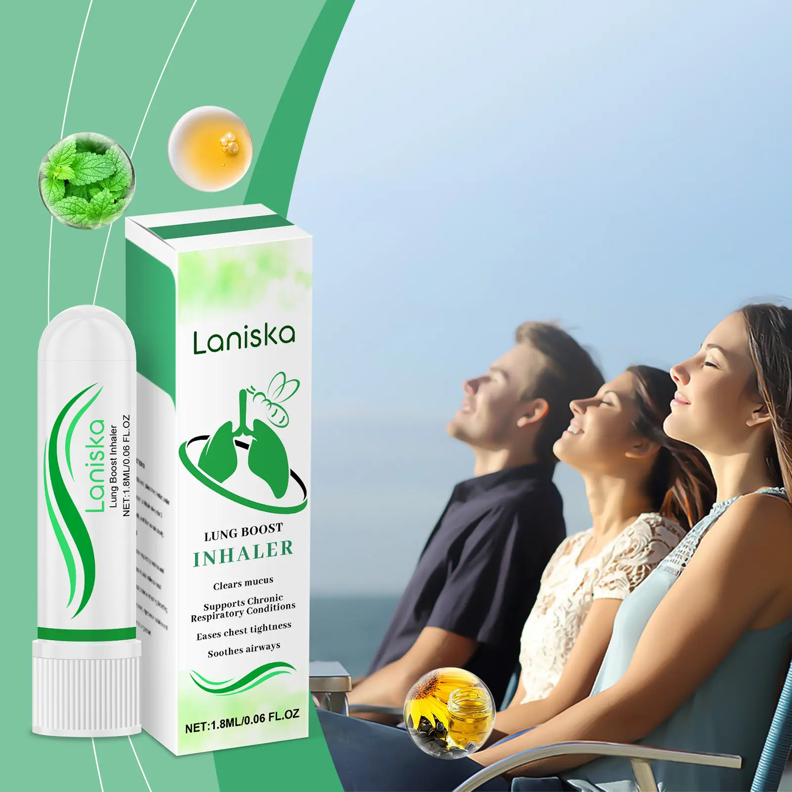 Laniska Nasal Inhaler with Sunflower Oil and Menthol 2 laniska revitalizing inhaler LA B07 0021 01 2501