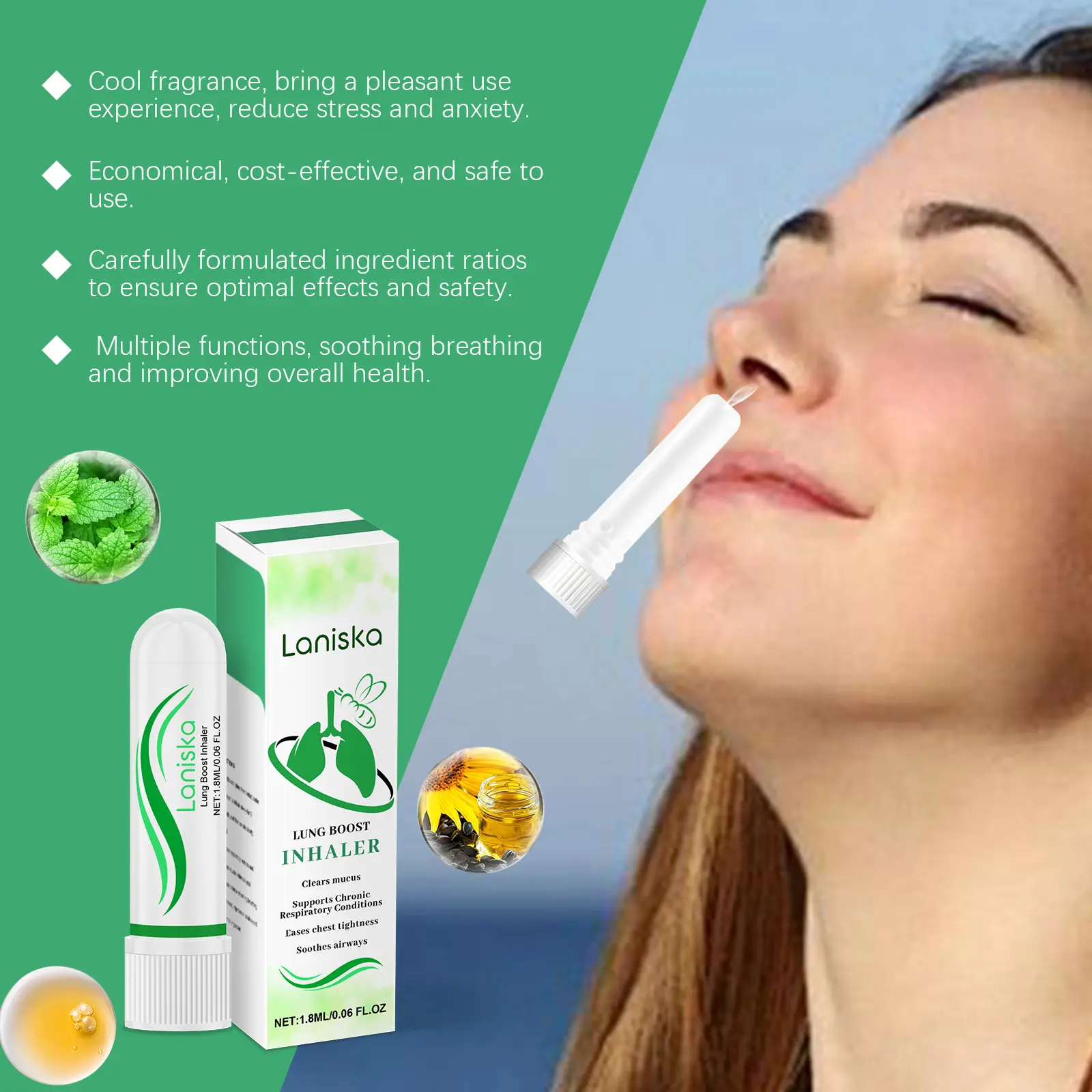 Laniska Nasal Inhaler with Sunflower Oil and Menthol 5 laniska revitalizing inhaler LA B07 0021 01 2502