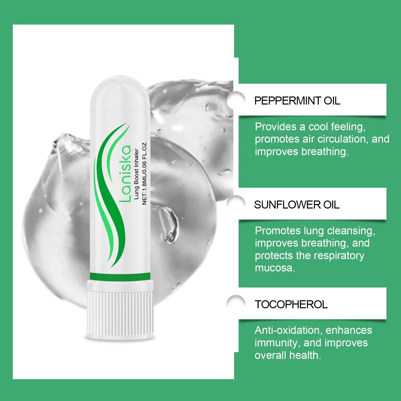 Laniska Nasal Inhaler with Sunflower Oil and Menthol 6 laniska revitalizing inhaler LA B07 0021 01 2507