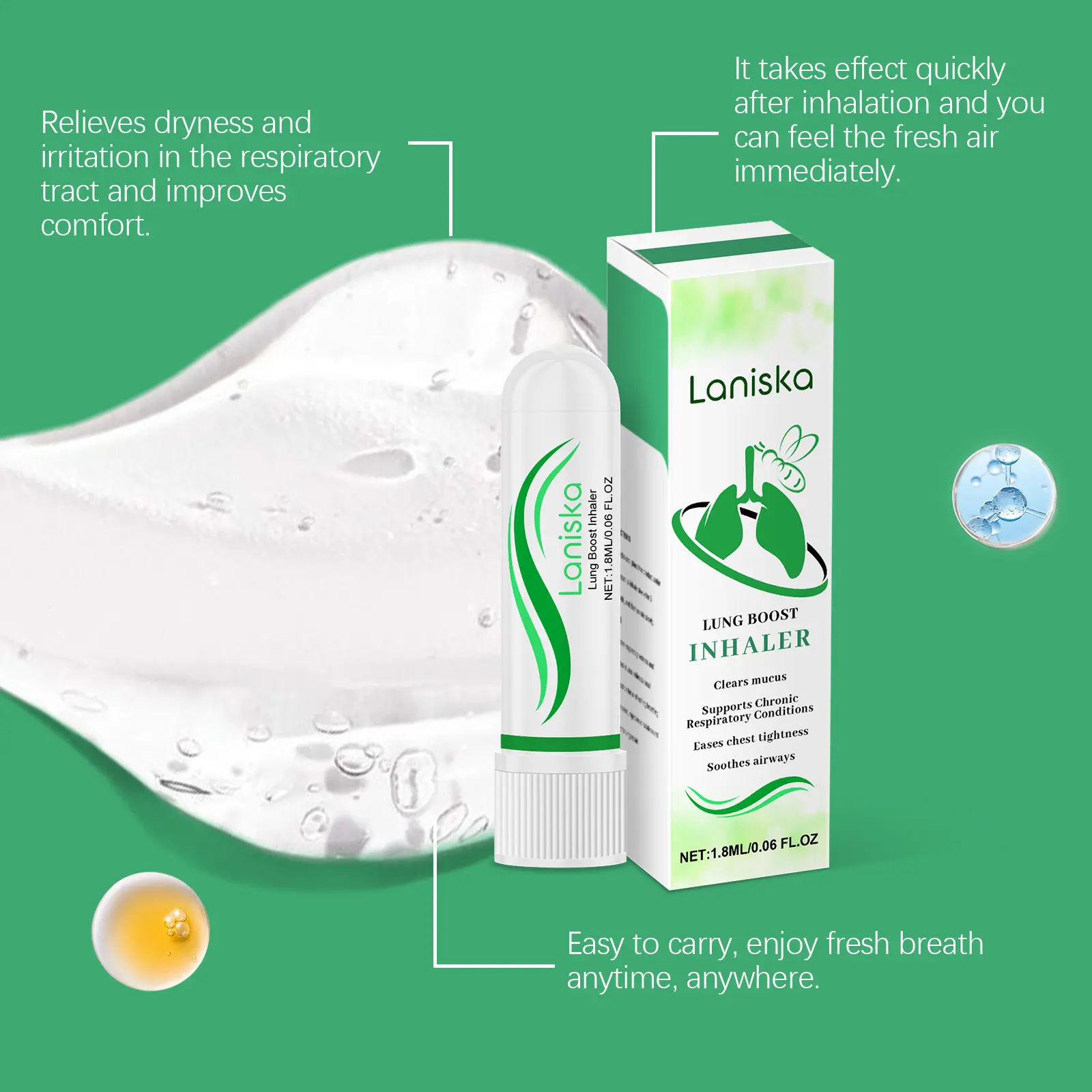 Laniska Nasal Inhaler with Sunflower Oil and Menthol 7 laniska revitalizing inhaler LA B07 0021 01 2508