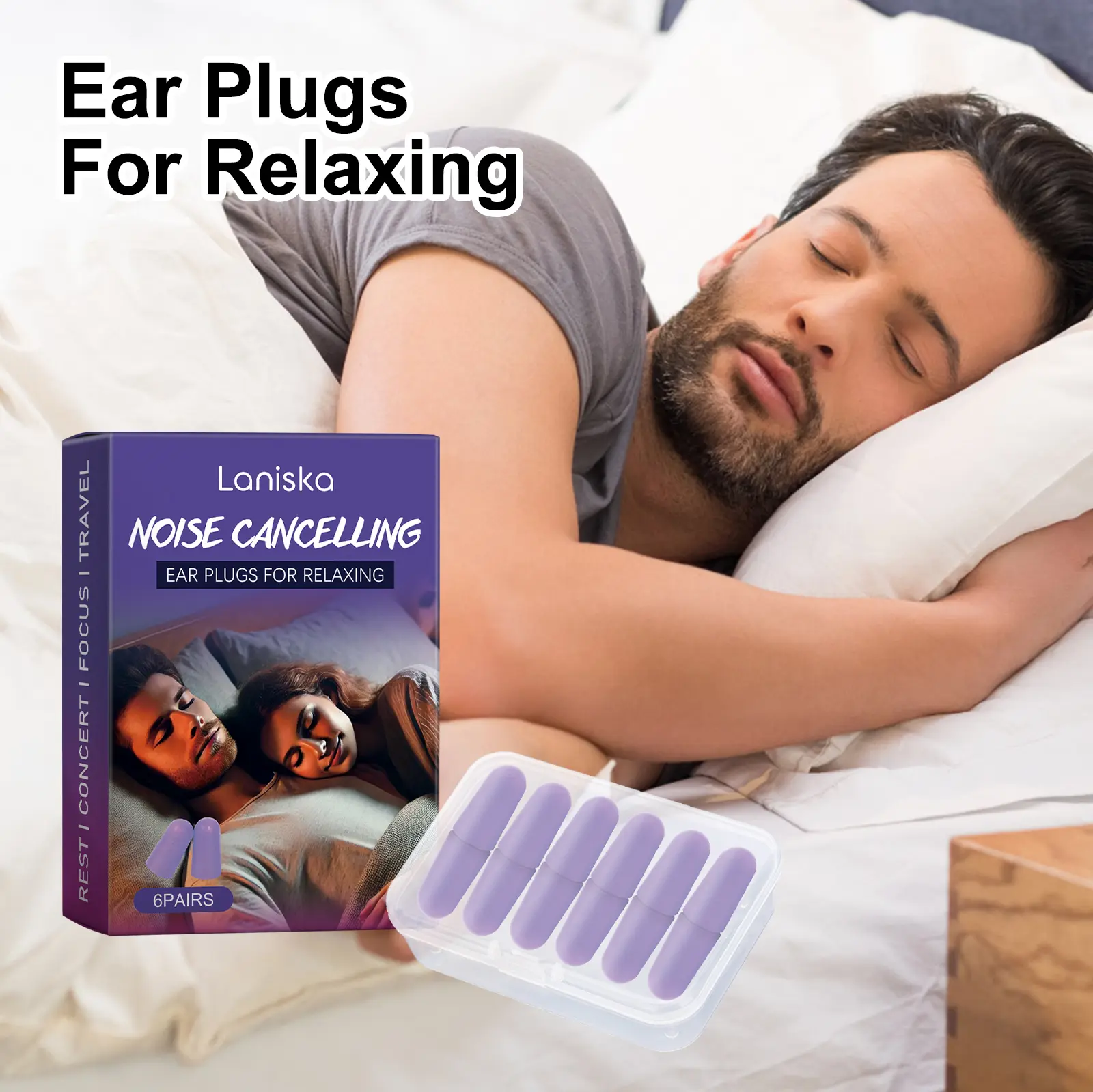 Laniska Sleep Care Earplugs for Noise Reduction and Comfort 2 laniska sleep earplugs LA B03 0012 01 2741