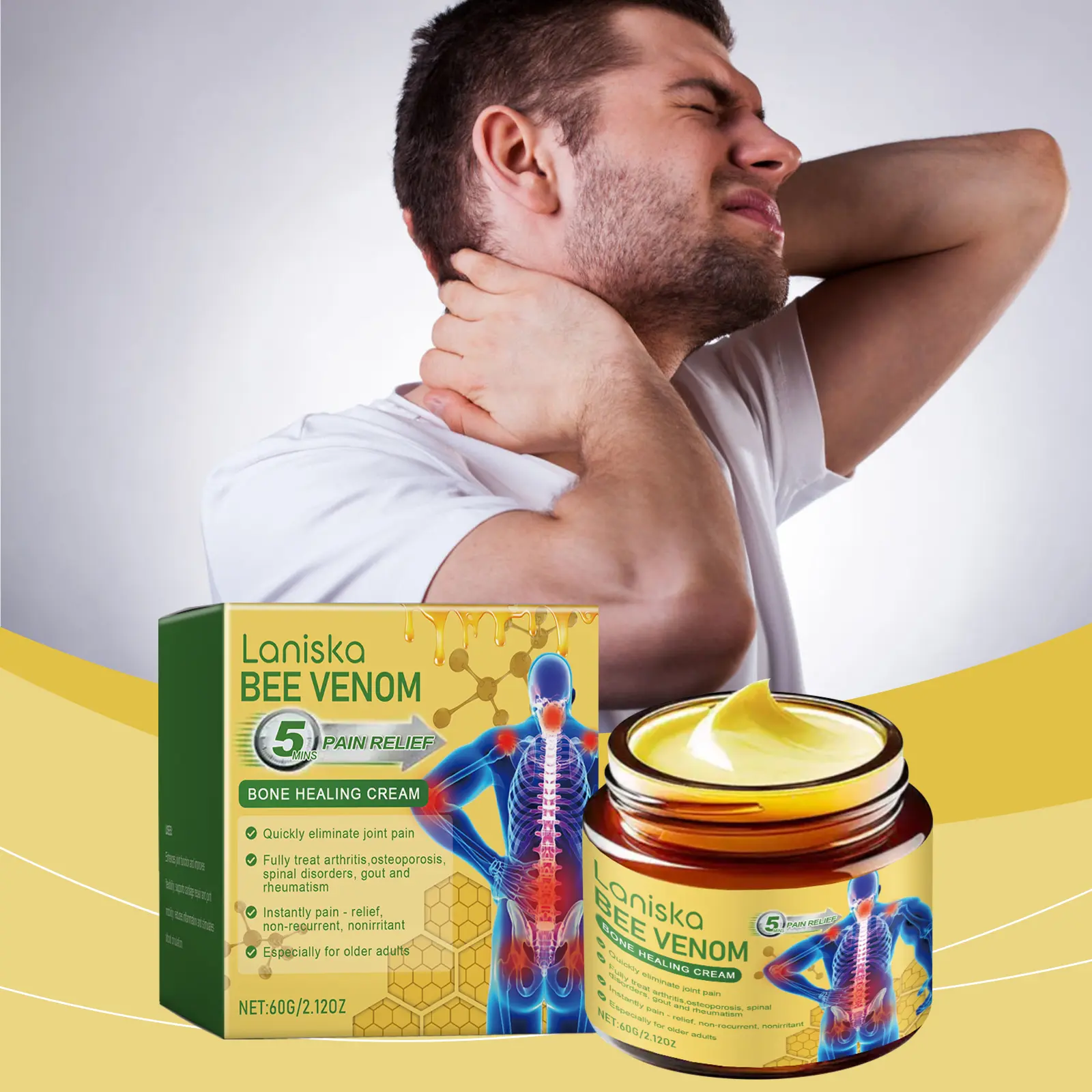 Laniska Bee Venom Cream Review: My Real Experience with Joint Relief 2 Close up of Laniska cream being applied to a knee