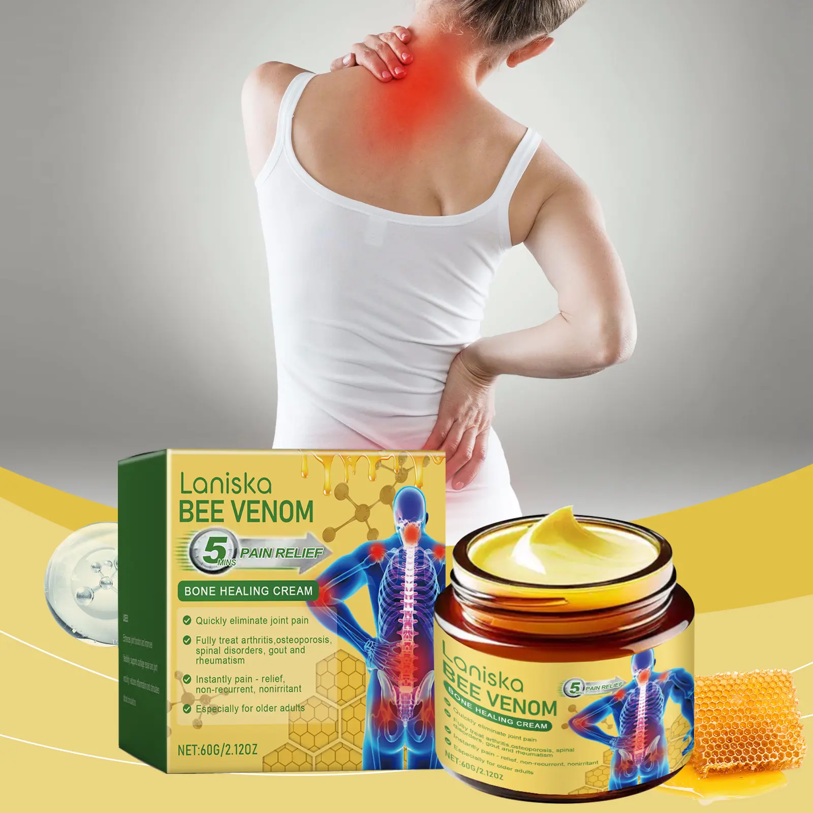 Laniska Bee Venom Joint Care Cream for Waist, Shoulder and Knee Discomfort 2 laniska waist care cream LA A06 0008 01 2081