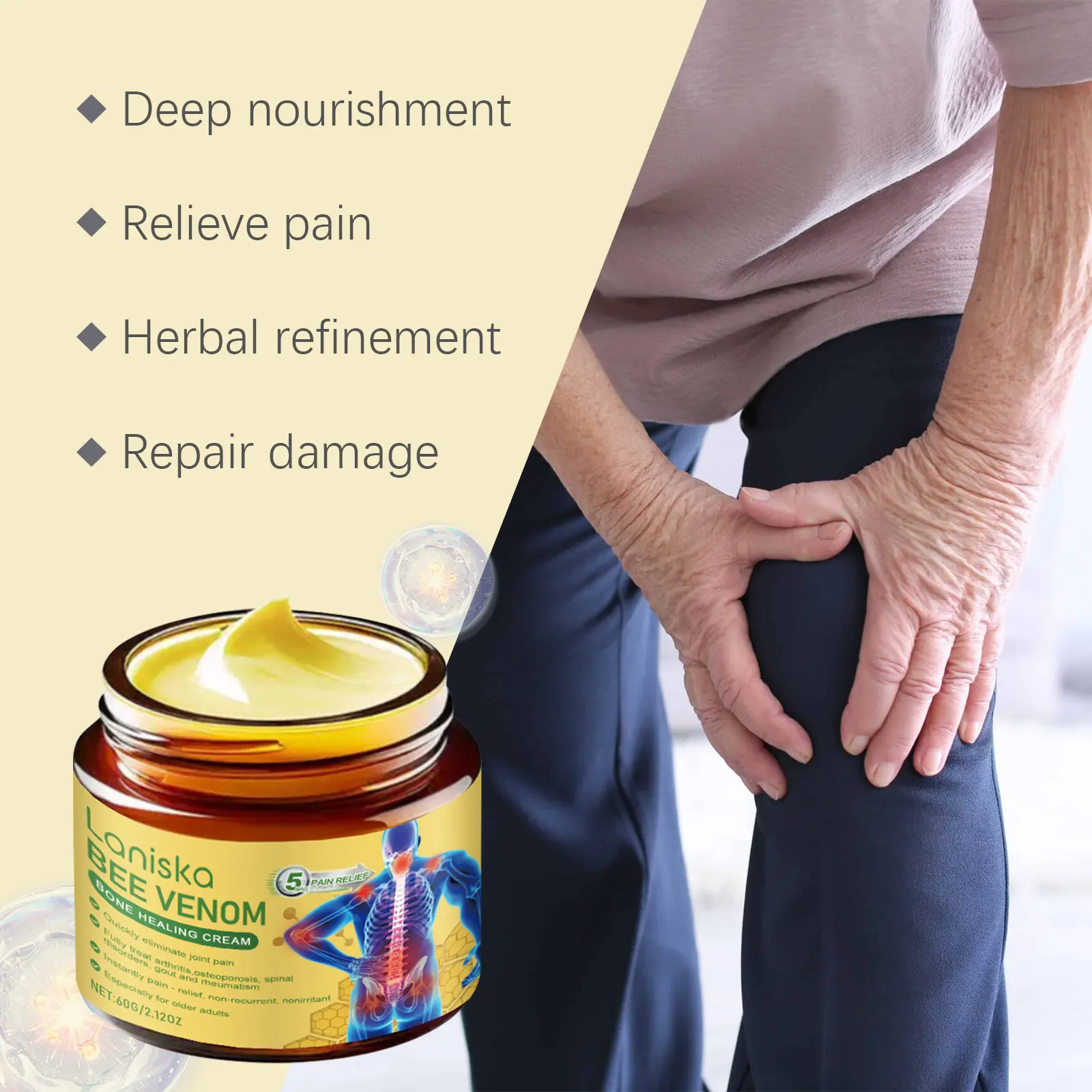 Laniska Bee Venom Joint Care Cream for Waist, Shoulder and Knee Discomfort 5 laniska waist care cream LA A06 0008 01 2082