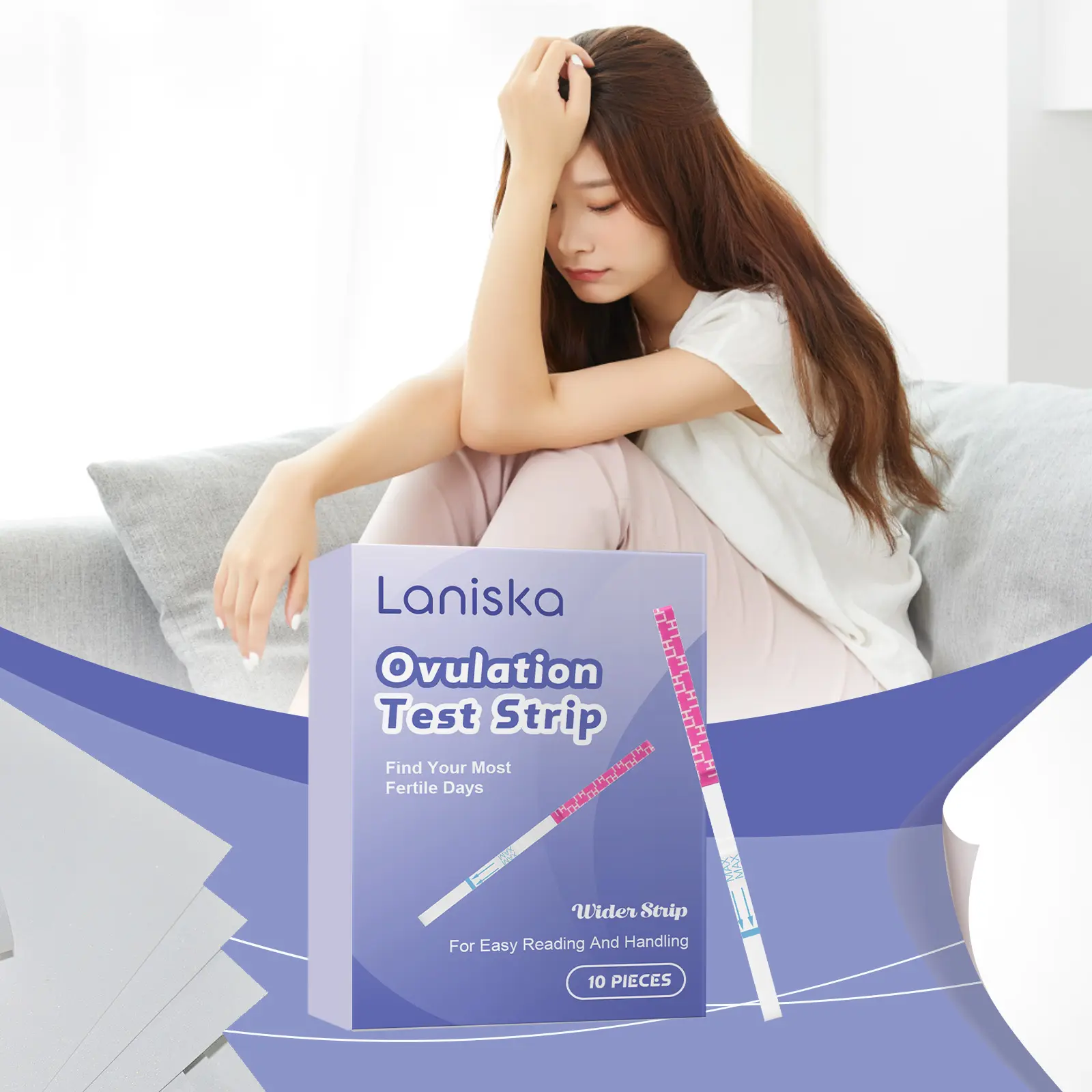 Laniska Ovulation Test Strips Review: My Month of Testing 2 Close-up of a used Laniska test strip showing a positive result